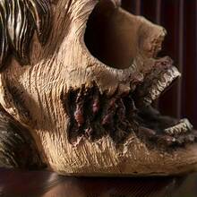 1 PC Resin Skull Statue – Garden, Desktop, Room Decor For Halloween & Day Of The Dead, Resin Craft Artwork, Spooky Atmosphere, Halloween Gift, Collectible Model, Fun Festive Decorative Gift