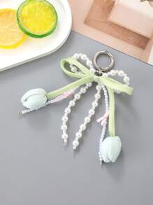 Series Tulips Faux Pearls Bows Bags Pendants Fresh And Simple Flowers Mobile Phone Accessories For Women