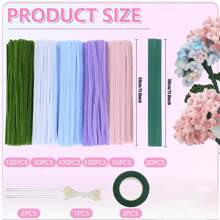 Juego de limpiapipas de 400/525/575 piezas con video tutorial, perfecto para hacer flores, chenilla para trabajos manuales, arreglos florales artificiales, regalos del Día de San Valentín y del Día de la Madre