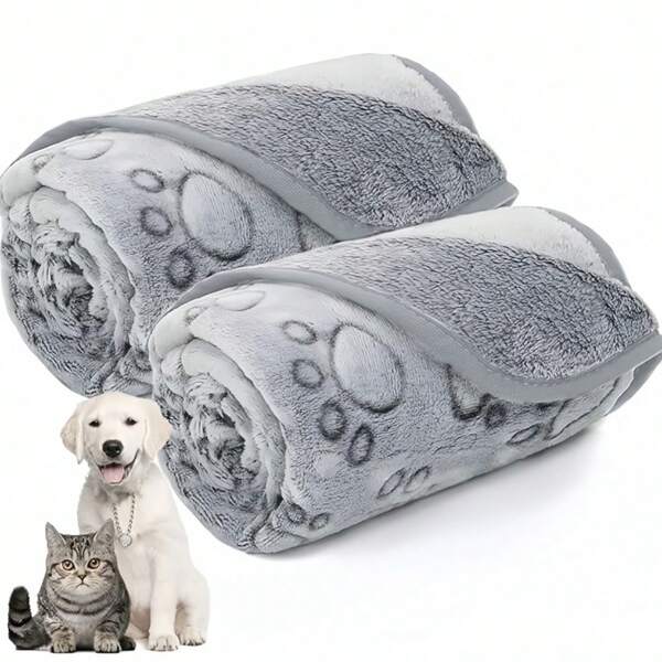 Manta para mascotas con diseño de huellas de pata y antideslizante, alfombrilla suave y cálida de felpa para cama de mascotas, apta para todas las estaciones, para perros y gatos pequeños, medianos y grandes, accesorios para mascotas, cama, jaula, colchoneta para caseta
