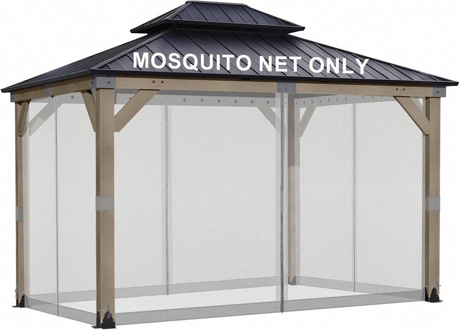 10' X 13' Gazebo Universal Mosquito Netting Screen Replacement, 4-Panel Screen Walls With Double Zippers For Outdoor Patio, Gray (Mosquito Net Only) - Lilac Purple - View 1