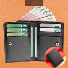 Carteira masculina de cor sólida em PU, porta-cartões de crédito, carteira pequena dobrada na moda e casual, bolsa grande com múltiplos slots de grande capacidade, usada para carteira de identidade, carteira de motorista, cartão de crédito, presente ideal para namorado, adequado para adolescentes, casual de verão, ao ar livre, atlético ou viagem de férias, ou presentes de formatura ou aniversário, acessórios formais/de negócios