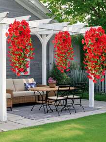 1/4 Stücke 75cm künstliche hängende Blumen, künstliche rote Prunkwinde Dekoration, UV-Schutz, für Outdoor Garten, Hof Dekoration, Hochzeit, Hochzeitslocation Dekoration, Flur Balkon Dekoration, Party Dekoration, Heim Dekoration, Schlafzimmer Wohnzimmer Dekoration, Wanddekoration, Büro Dekoration, Sommer Dekoration, Herbst Dekoration, Geburtstagsgeschenk, Jubiläum, Abschlussgeschenk