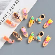 5/10/20 件可爱卡通树脂迷你游泳者饰物 - DIY 扁平吊坠工艺用品，情人节主题，多色混合，手工珠宝配饰（款式随机）