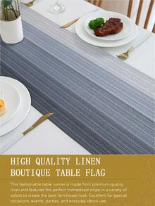 1pc Minimalist Striped Gradient Style Table Runner, Modern Living Room Dining Tablecloth Mat, Dry Cleanable, Washable, Suitable For Kitchen Dining Table Party Wedding Decoration Vintage Style, Suitable For Entryway, Family Gathering, Coffee Table, Living Room, Microwave Dust Cover - Blue - View 10