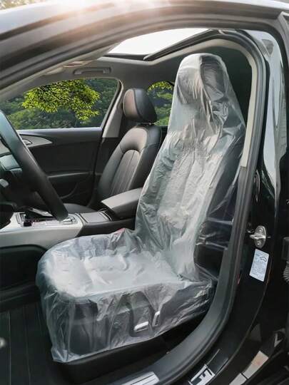 100-Pack Disposable Car Seat Covers – Universal Size Waterproof Dustproof Seat Protectors For Cars Trucks SUVs , Reusable Or Disposable Use, Prevent Oil Stains Rust Dirt Damage, Ideal For Auto Repair Shops Beauty Salons And Home Garages, Easy Fit Quick Install Tear-Off Design