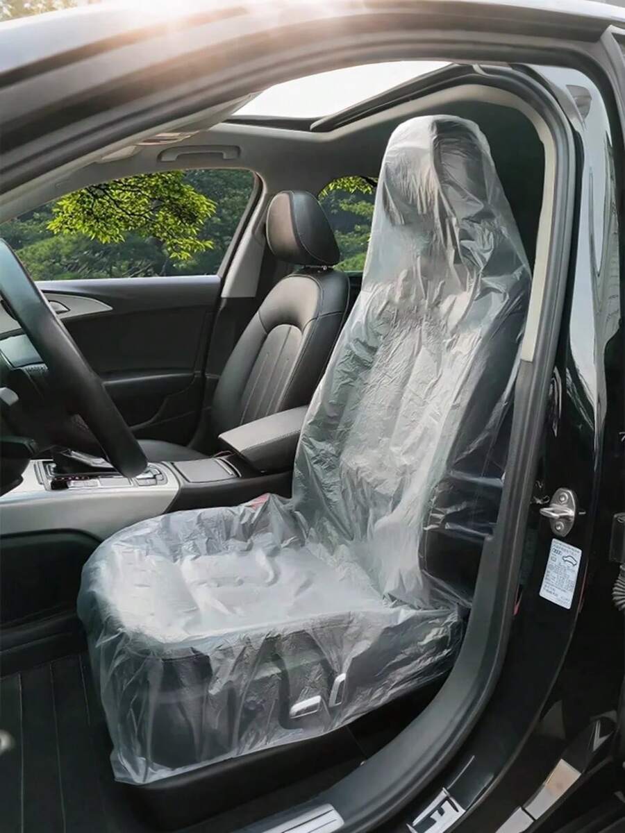 100-Pack Disposable Car Seat Covers – Universal Size Waterproof Dustproof Seat Protectors For Cars Trucks SUVs , Reusable Or Disposable Use, Prevent Oil Stains Rust Dirt Damage, Ideal For Auto Repair Shops Beauty Salons And Home Garages, Easy Fit Quick Install Tear-Off Design