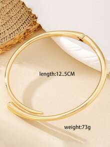 1pc Geometric Golden Metal Choker, Minimalist European & American Style, Personalized Exaggerated Hollow Spring Versatile Necklace - Collar - View 5