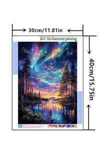 1 pièce Kit de peinture de diamant DIY - Paysage Aurore, Décoration d'intérieur, Plein forage, 30*40cm/40x50cm - Multicolore - Voir 3