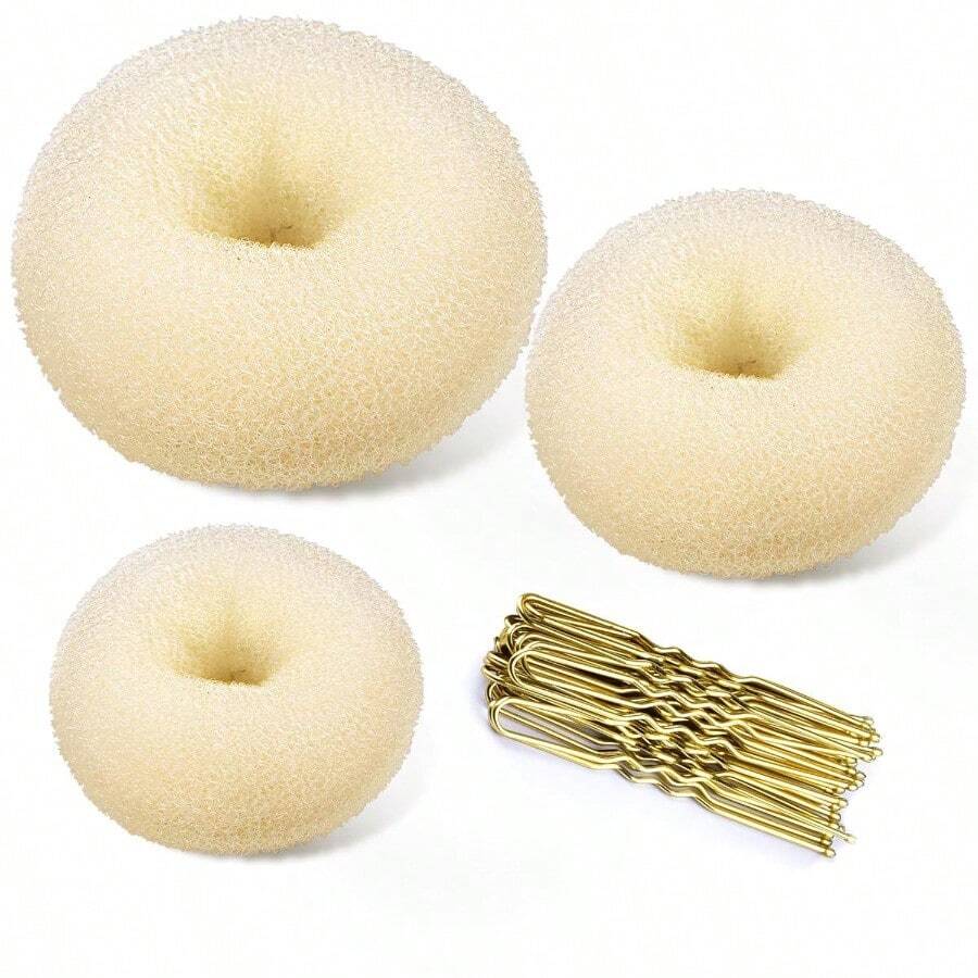 TsMADDTs Donut Bun Maker 3PCS Hair Bun Maker With 20PCS Bobby Pins Blonde For Ballet Styling - blonde - View 1