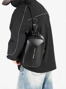 Bolsa de Motocicleta de Casca Rígida da Moda Masculina, Bolsa Cinto Minimalista Casual, Bolsa Peito, Com Alça de Mão, Adequada para Compras, Transporte, Esportes, Versátil Bolsa de Cintura e Peito