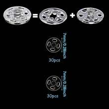 30/90Pairs Plastic Sew-On Snap Buttons, Invisible Snap Fasteners Buttons Round Clear Press Button For Sewing Clothing DIY Craft - Multicolor - View 14