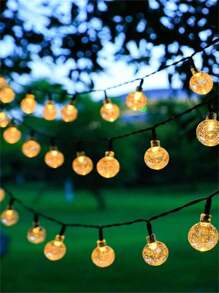 1pc 20/30/50/100 Lights 5/6.5/7/12m Solar Bubble Ball Lights, Outdoor Camping Yard Villa Balcony Decor Garden Pathway Landscape Lighting String