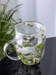 双层玻璃咖啡杯，带干花，耐热保温水瓶，适用于冷萃咖啡、苏打水、水果茶、果汁和拿铁等冷热饮品 - 非常适合婚礼、派对、新娘送礼会、生日礼物