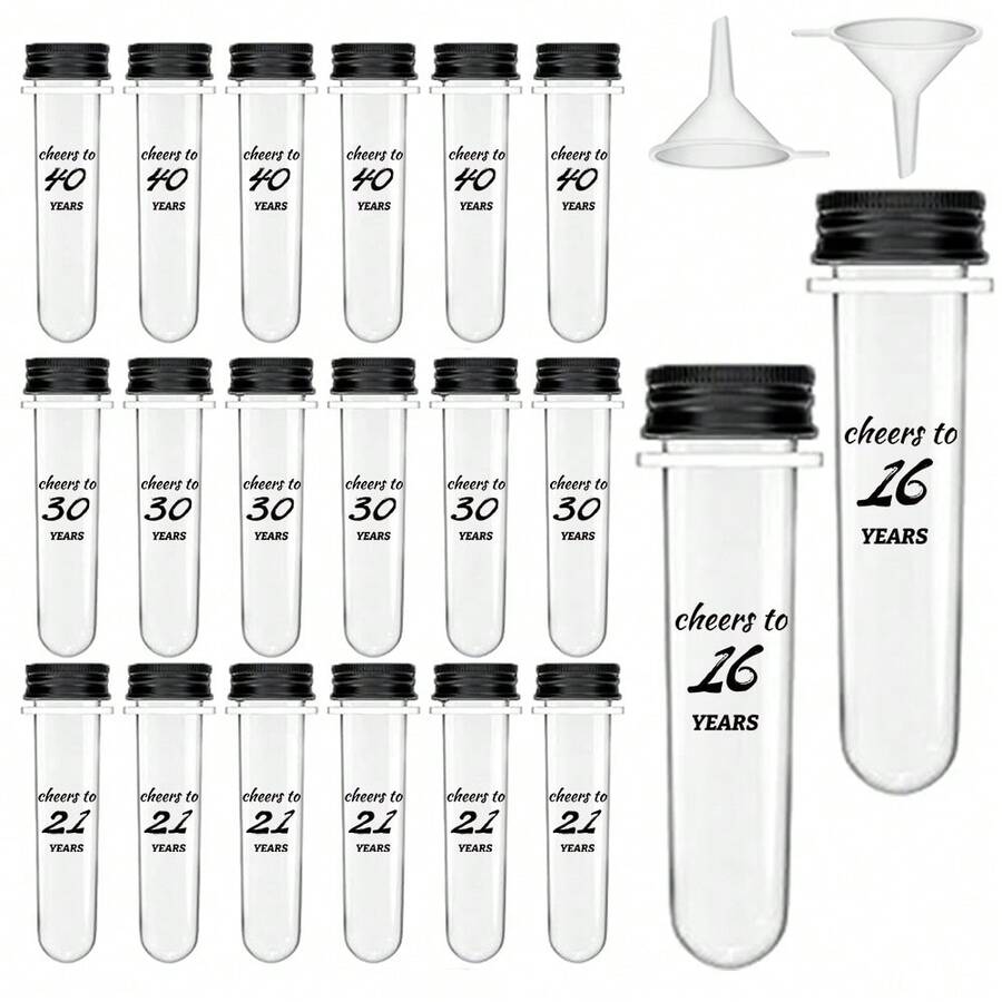 18Pcs 45ml Clear Plastic Test Tubes, With Screw Caps, For Scientific Experiments, Bath Salts, Candy Storage, Party Favors, Can For Durable And Reusable Use, Suitable For The Storage Of Spices, Beads And Powder, Be Used In Scientific Experiments