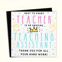 1PC Teacher Thank You Card With Envelope, Cartoon Illustration, Teaching Assistant Thank You Gift, School College Assistant Card, End Of Year Educators Gift