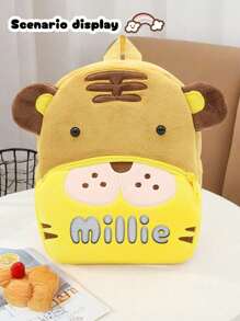 1pc Custom Embroidered Name Children Backpack, Cartoon Animal Backpack, Personalized Embroidered Name School Bag, Children's Gift, Kindergarten School Bag, School Storage Bag, Stationery Storage Bag, Cat, Giraffe, Unicorn, Elephant Back To School Winter Gift Ideas Boy Girl Valentine's Day