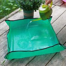 32x32cm Waterproof Garden Mat For Potting Soil Replacement - Durable, Thick Plastic, Suitable For Succulents, Flowers And Vegetable Gardening, Green Round Mat With Handle, Gardening Maintenance | Round Garden Mat | Durable Plastic