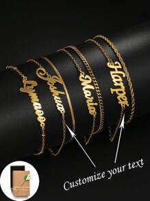 1 Stück personalisiertes, individuell bedrucktes 18K Edelstahl Fußkettchen für Frauen, zierlicher Schmuck für Sommer, Strand und Alltag, Geburtstagsgeschenk, Jahrestag, Muttertag, Valentinstag, Weihnachten, Thanksgiving Geschenk für Mutter, Schwester, Freundin, gute Freundin, Lehrerin