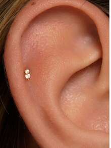 EleRunis 1入組925純銀細鑲爪設置耳釘18K鍍金軟骨螺旋耳環低敏鍍金珠寶女士女孩日常佩戴婚禮派對訂婚禮物