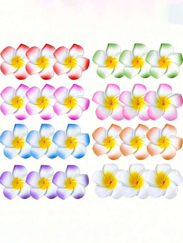40pcs Hawaiian Floral Hair Clips, Hibiscus Foam Hair Accessories, Hawaiian Tropical Party Decorations, Beach Pool Resort Decor, Summer Theme Party Hair Flowers, Tropical Photo Props, Wedding Hair Clips, Suitable For Wedding, Theme Party, Beach