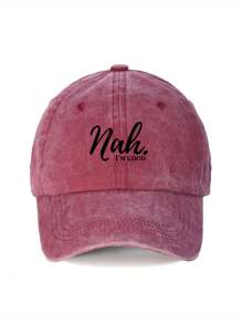1pc English Printed Casual Baseball Cap, Washable & Adjustable, Fashion Breathable Sun Protection Hat, Suitable For Outdoor And Gift
