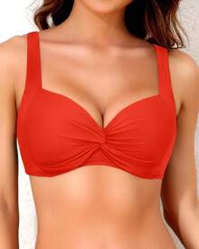 Women's Push Up Underwire Bikini Top - Padded Swimwear - Red - View 11