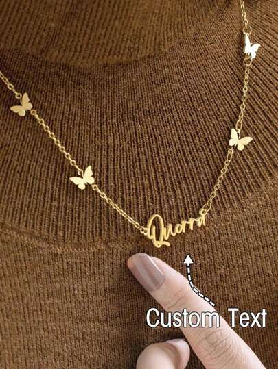 1 pezzo Collana personalizzata a forma di cuore con nome, collana personalizzata minimalista, collana con nome placcata in oro 18K, gioielli personalizzati, regalo per damigella, regalo per lei, ciondolo inciso al laser / stile minimalista / accessorio estivo unisex / regalo per il compleanno / regalo di San Valentino