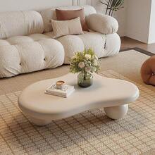 Cloud-Shape Cute Coffee Table Cream White Coffee Table With 3 Short Legs Modern Live Round Edge Coffee Table For Living Room Bedroom Easy Assembly (Spherical Legs) - Apricot - View 8