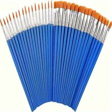 30pcs Flat & Pointed Tip Paint Brushes Set, Ideal For Acrylic Oil Painting, Canvas, Face Painting, Art Supplies, Great For Artists & Hobbyists, Perfect For Back To School Season