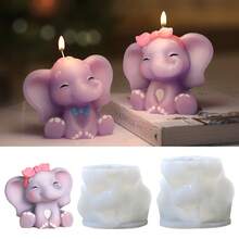1pc 3D Cute Elephant Silicone Mold DIY Elephant Shape Candle Plaster Mold Little Elephant Shape Candle Drip Gum Aromatherapy Gypsum Resin Making Tools Home Decoration Gifts