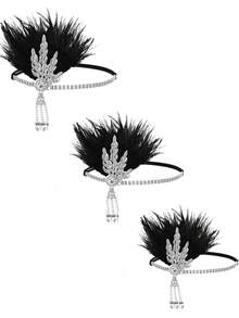 D EXCEED 1/3PCS音乐节女装1920年代下午茶派对舞会情人节母亲节新娘合金人造羽毛发夹头饰 - 多色 - 查看 35