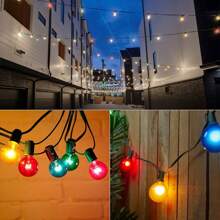 Outdoor Lighting G40 RGB Color Changing Solar String Lights, Plastic Material, Dust-Proof & Waterproof, Warm Light Retro Decor, Suitable For New Year Party, Wedding, Camping, Garden, Festival, Patio, Yard, Balcony, Outdoor Dining, Christmas Decoration