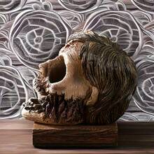 1 PC Resin Skull Statue – Garden, Desktop, Room Decor For Halloween & Day Of The Dead, Resin Craft Artwork, Spooky Atmosphere, Halloween Gift, Collectible Model, Fun Festive Decorative Gift