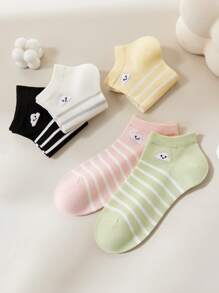 6 Pairs Of Women's Socks Striped Clouds Women's Short Socks And Ankle Socks For Casual Daily Wear