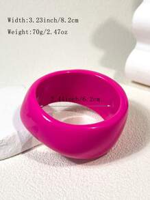 1pc New Summer Pink Glitter Resin Bracelet & Ring Set, Contrast Color Design Suitable For Women Daily, Beach, Vacation Decoration