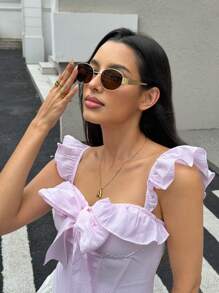 DareSee 2 Pairs Of Women's Metal Frame Oval Fashion Glasses Suitable For Daily Wear Beach Accessories For Women Glasses Shades MusicFest Y2KFest Back To School