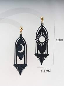 Pendientes con forma de ventana con luna y sol, pendientes versátiles para mujeres