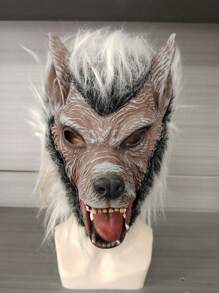 On Halloween, There Will Be A Wolf Head Latex Animal Headgear Mask Dance And A Funny Cosplay As An In A Haunted House Escape Room