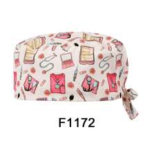 1 pièce Bonnet d'infirmière imprimé cœur en fibre de polyester, casquette de travail ajustable pour les cheveux courts pour les cliniques dentaires pour animaux de compagnie, les médecins