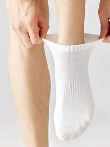 6 pares de calcetines tobilleros blancos sencillos para hombre, calcetines deportivos antideslizantes para uso diario
