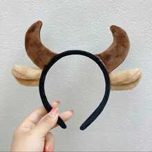 1个可爱牛耳发箍，表演照片，创意卡通头饰，趣味成人驯鹿头箍，动物耳朵，发带，发箍，发饰头带头饰