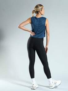 FITNATION Cropped Fitness Dry Fit Tank Top Ideal For All Sports With Quick Sweat Drying - Màu xanh ngọc - Xem 6