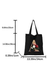 1 pieza Bolso de mano de lona con impresión de letra dorada de moda casual, bolso de hombro, bolso de compras de gran capacidad para mujeres, bolso de viaje plegable y reutilizable, regalo para vacaciones, buen regalo para compañeros de clase, amigos, damas de honor, hermanas, madres, muy adecuado para que los estudiantes vuelvan a la escuela, vacaciones de verano, vacaciones, playa, viajes, negocios, estudiantes, picnic, campamento, supermercado, uso diario