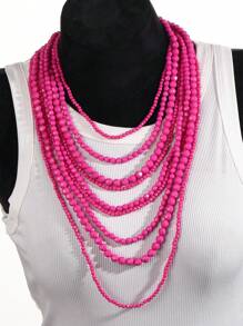 Colar vintage grande de acrílico marrom com cascata, feito à mão, 1 peça, colar casual em camadas para mulheres