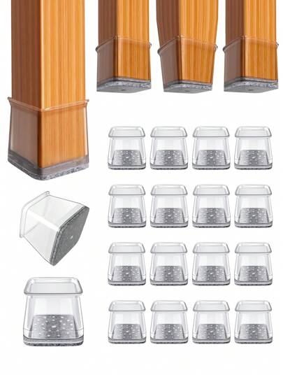 4/8/16/24 szt. Ochraniacze na nogi krzeseł - Grube silikonowe ślizgacze meblowe TPE, przezroczyste pokrowce na krzesła do redukcji hałasu i ochrony podłogi, trwałe podkładki pod nóżki mebli do stołów i krzeseł, sof i stolików kawowych (okrągłe, kwadratowe)