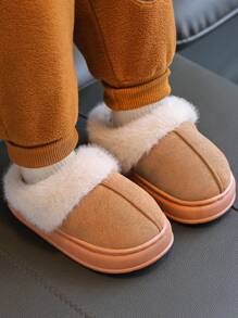 Children's Slippers, Fashion Minimalist 2025 New Style, Small/Medium/Large Boys/Girls Kids Toddler Indoor Home Fluffy Slip-On Soft Bottom Comfortable Floor Slippers, Warm For Autumn/Winter