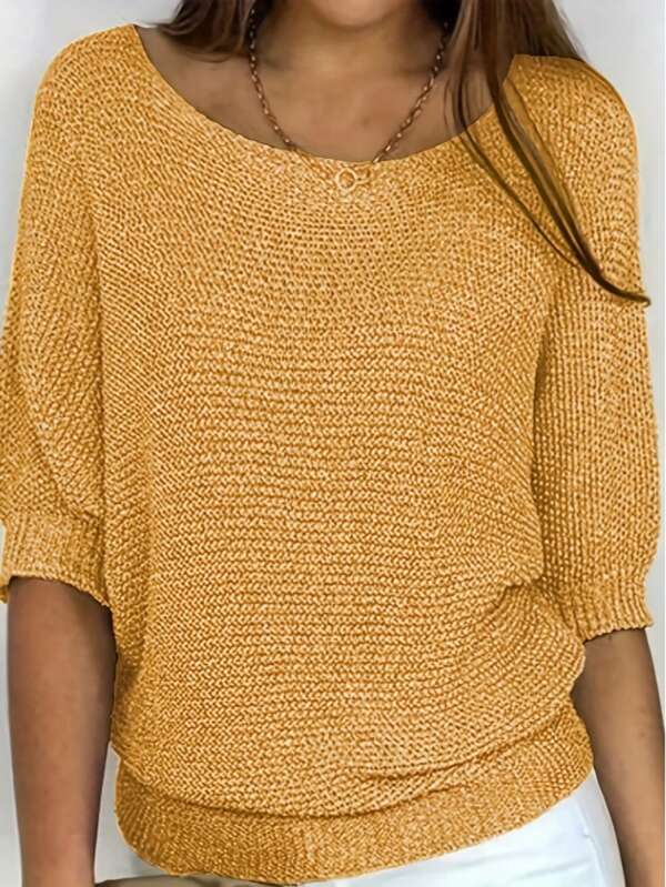 Spring/Summer Solid Color Loose Casual Sweater For Women