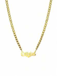 1PC Customized 316L Stainless Steel Name Necklace, Bohemian Style Custom Atomized Letter Pendant, Thick Cuban Chain, Men's And Women's Jewelry, Perfect For Weddings, Thanksgiving, Christmas Gifts ﻿ - Style 4 - View 5