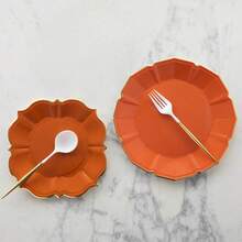 10/30/50 Stücke Pack 7" 9" 10" gemischte und passende Einweg-Pappteller, elegante orange Pappteller, Einweg-Teller für Eid, Erntedankfest, Halloween, Ernte, Ostern, Hochzeit und Geburtstag
